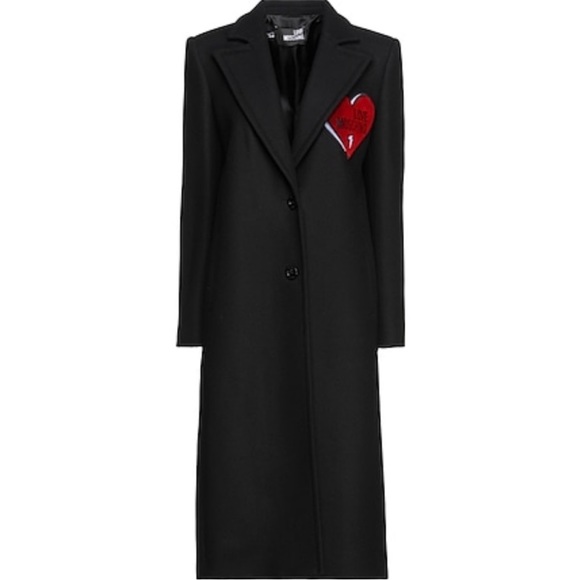 Love Moschino heart padded on chest wool blended black single breast coat - Picture 6 of 17